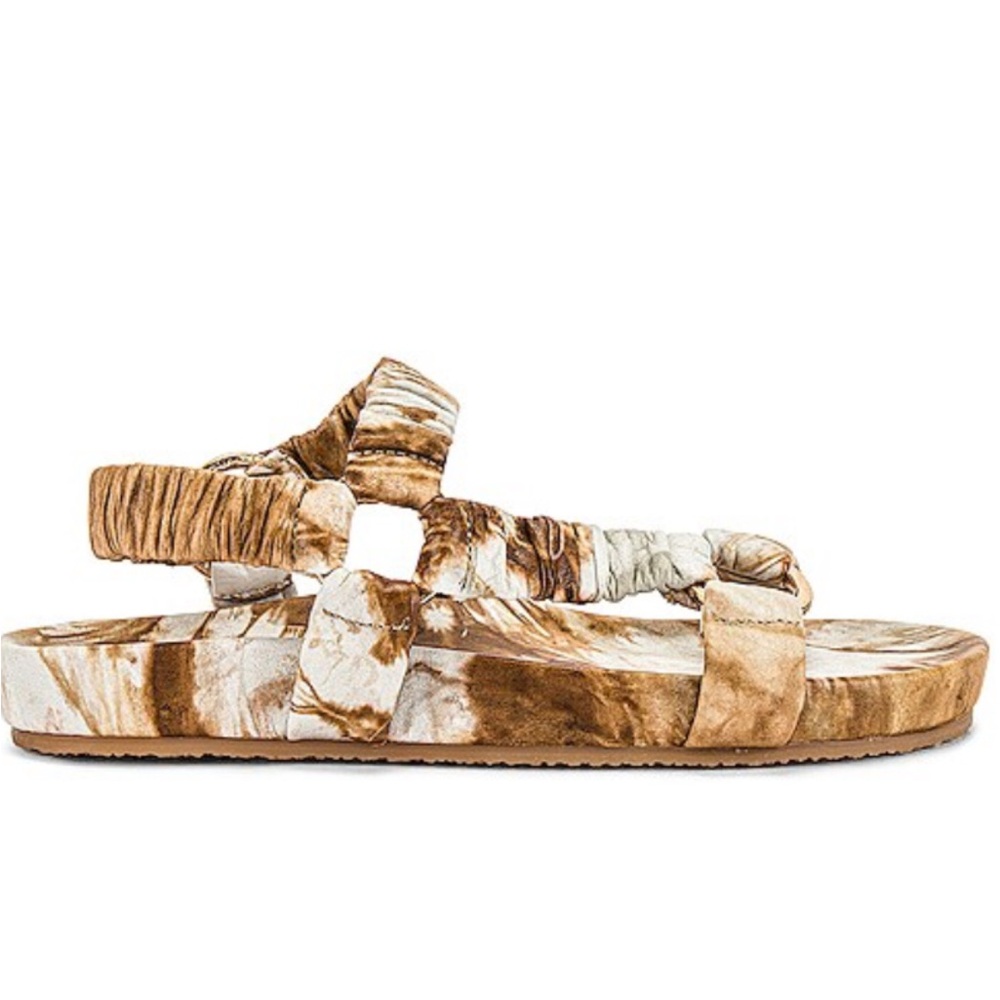 Ulla Johnson Brown and White Ruffled Sandals